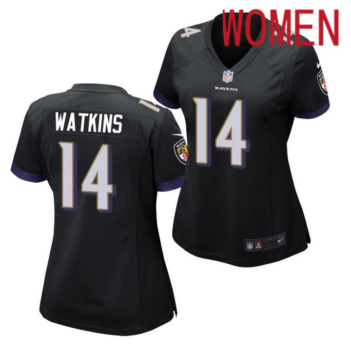 Women Baltimore Ravens #14 Sammy Watkins Nike Black Game NFL Jersey->women nfl jersey->Women Jersey